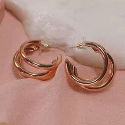 Krelin Rose Gold Plated Half Hoop Earrings-image-50