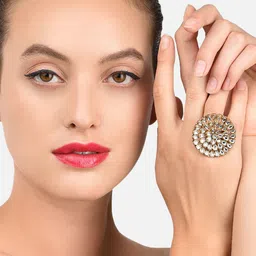 Zaveri Pearls Gold-Plated Studded Wedding Collection Adjustable Finger Ring-image-32
