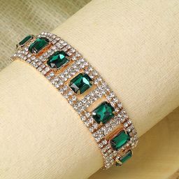 SOHI Women White & Green Gold-Plated Wraparound Bracelet-15