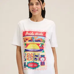 20Dresses White Graphic Printed Drop-Shoulder Sleeves T-shirt-image-20