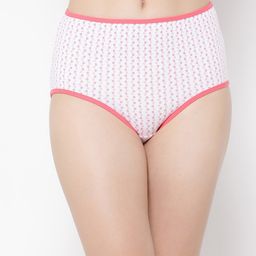 Clovia White & Pink Printed Cotton High-Rise Hipster Briefs-15