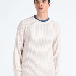 Flying Machine Ribbed Round Neck Pure Cotton Pullover-image-44