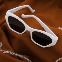 Ted Smith Women Grey Lens & White Cateye Sunglasses with UV Protected Lens TS-IPEARLS-51