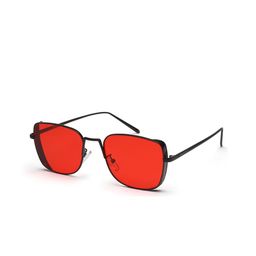 YourSpex Red Lens & Black Square Sunglasses with UV Protected Lens-11