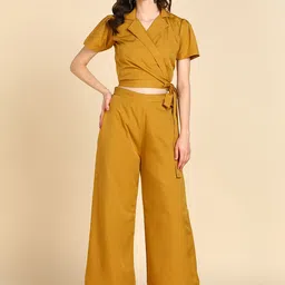 BAESD Lapel Collar Tie-Up Detail Crop Top With Palazzos-picture-50