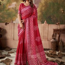 Saree mall Block Print Mirror Work Pure Cotton Saree-image-41