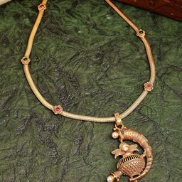 ZENEME Gold-Plated Traditional Temple Pendant With Creative Chain-image-56