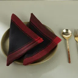 Fabindia 6Pcs Black & Red Woven Cotton Table Napkins-15