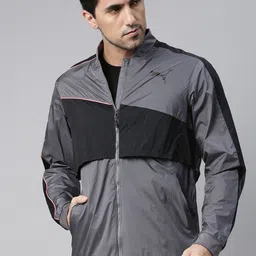 Puma Men Grey & Black Colourblocked Running Sporty Jacket-picture-30