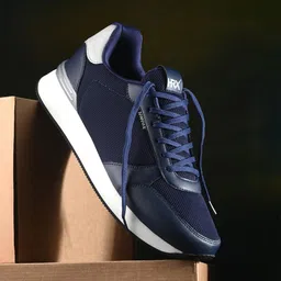HRX by Hrithik Roshan Men Navy Blue & White Heritage  Textured Mesh Sneakers-picture-58