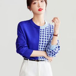JC Collection Geometric Printed Round Neck Pullover Sweater-picture-28