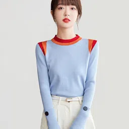 JC Collection Ribbed Round Neck Long Sleeve Sweater-picture-23