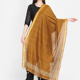 THE WEAVE TRAVELLER Brown & Pink Woven Design Dupatta-picture-40