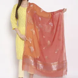 SHINGORA Pink & Silver-Toned Woven Design Dupatta-picture-40