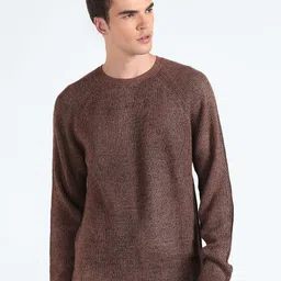Flying Machine Ribbed Round Neck Acrylic Pullover-image-73