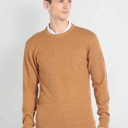 Arrow Cable Knit Round Neck Long Sleeves Cotton Pullover Sweater-image-11
