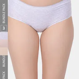 Amour Secret Pack Of 3 Mid-Rise Leak-Proof Assorted Hipster Briefs P312 Gry-Pch-Skn-image-17