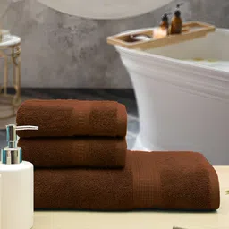 Aura Brown 3Pcs Cotton 550 GSM Towel Set-image-50
