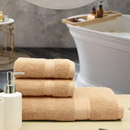 Aura Beige 3Pcs 550 GSM Pure Cotton Ultra Soft Towel Set-image-73