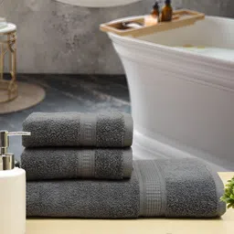 Aura Set of 3 Solid Cotton 550 GSM Towel Set-7