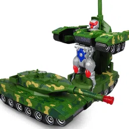 ichoice Deformation Combat Tank Transform Robot Toy with Light & Music Automatic Transforming Robot Tank Toy for Kids with Bump Function image 5