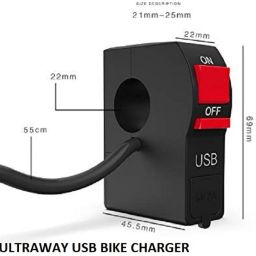 ultraway FABRICATOR- New Multi-Function Motorcycle USB ,Handle Switch Assembly ( 1 Set) 2 A Bike Mobile Charger image 2