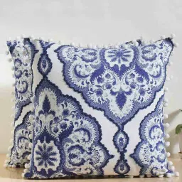 Blue Cotton Traditional 18x18 inches Cushion Cover (Set Of 5) by Jamio Firati-picture-23