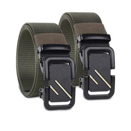 HENEDA Men Set of 2 Woven Design Slider Buckle Canvas Belt-picture-26