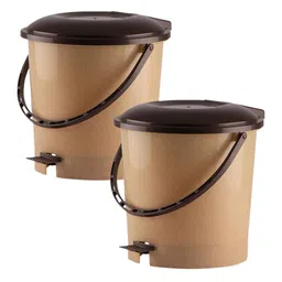 Kuber Industries Set Of 2 Brown Solid 7L Pedal Dustbin image 2