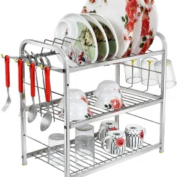 Dish Drainer Kitchen Rack kitchen rack |stainless steel kitchen rack 18x18 inch|Dish rack | Latest kitchen rack |wall mount rack| Steel-image-92