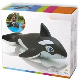 tiny tales Black Whale Ride-on Float Swim Ring Piscina (IND*5632) Inflatable Animal Toy Inflatable Pool Accessory-picture-17
