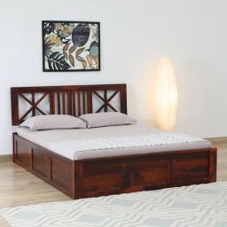 woodsworth from pepperfry Kenzo Sheesham Wood Queen Size Bed In Honey Oak Finish With Box Storage-picture-37