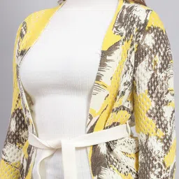 Monte Carlo Abstract Printed Woolen Front-Open Sweater image 2