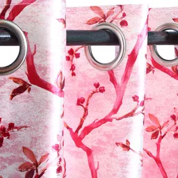 THE CONVERSION Pink Floral Heavy Netting Regular Window Curtain image 3