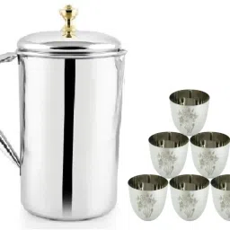 SHINI LIFESTYLE Stainless Steel Jug Set and best quality steel Glass set, Water Jug, juice glass Jug Glass Set-image-10