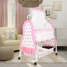 Cradle for kids cradle for baby boy and girl Cradle With Swing & Mosquito Net Bassinet-6