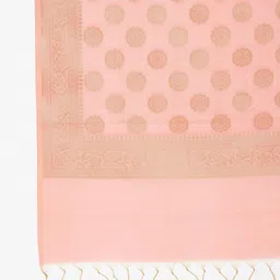 Clora Creation Peach-Coloured & Gold-Toned Ethnic Motifs Woven Design Dupatta with Zari image 2