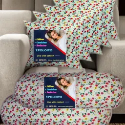 5 Cushion And 2 Microfibre Solid Bolster Pack of 7-image-26
