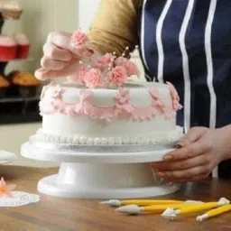 g-honest Round Rotating Revolving Cake Turntable Decorating Stand Platform Plastic Cake Server image 5