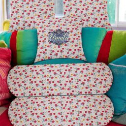 2 Bolster 3 Cushion Microfibre Floral Bolster Pack of 5-75