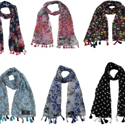 Printed Chiffon Women Multicolor Scarf, Stole-image-10