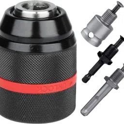 13mm Keyless Drill Chuck Adapter Kit 1/2"-20UNF with SDS-Plus Shank 1/4" Hex Shank 1/2" Socket Square Female Adapter fits Rotary hammer-19