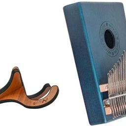 17 Key Kalimba Blue Mahogany Wood Thumb Piano with Stand-image-1
