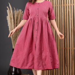 Women Striped Pure Cotton Frontslit Kurta-image-50