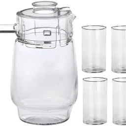 Versatile Transparent Jug & 4 Glass Set for Beverage Serving -D42 Jug Glass Set-10