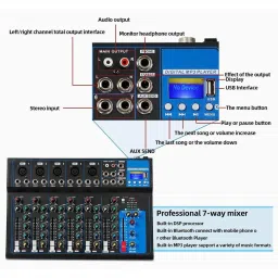 amrit Audio 7 CHANNEL SOUND MIXER INBUILT USB RECORDING,FX ECHO,48V PHANTOM POWER 3 BAND EQUALIZER USE FOR LIVE SHOW,DJ SOUND, STUDIO MULTIPURPOSE image 3