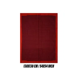 Kuber Industries Maroon & Black Barik Checked Square Table Cover image 2