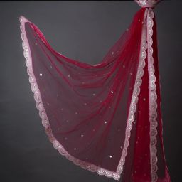 Net Embroidered Pink Women Dupatta-image-50