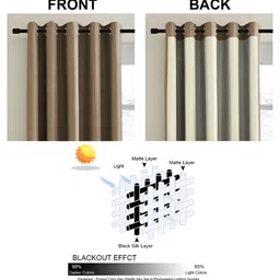 CASABLEU Coffee Brown 2 Pieces Black Out Long Door Curtain image 2