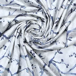 THE CONVERSION Blue Floral Printed Heavy Netting Window Curtain image 4